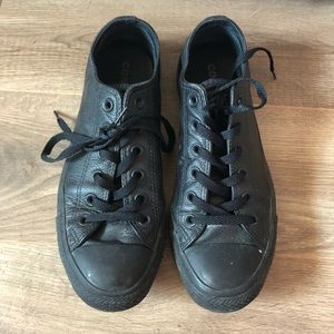 Black Leather Converse All Stars
